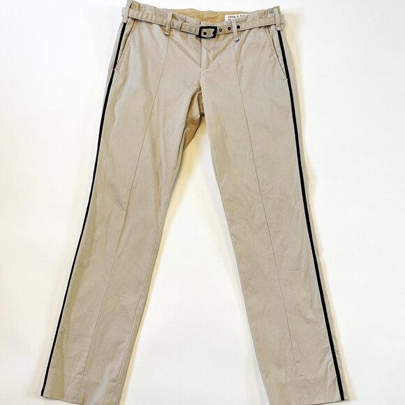 Rag & Bone Handmade in New York Khaki Pants With Black Tuxedo Stripe - 28 US - Picture 1 of 9
